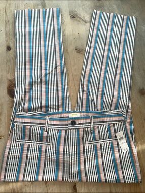 NWT Anthropologie Maeve Striped Straight Leg in Pink Blue Brown Size 14 Tall